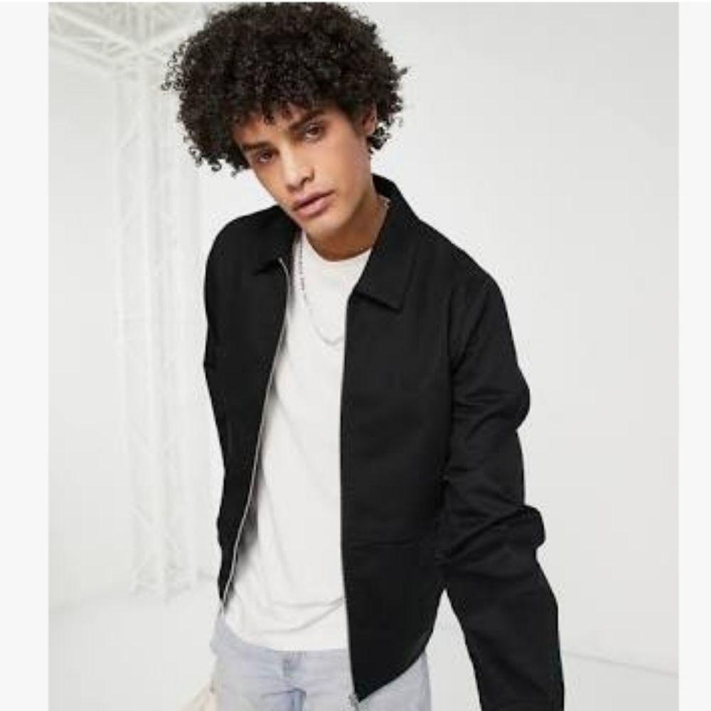 ASOS mens Harrington black zipp up jacket with storm vent